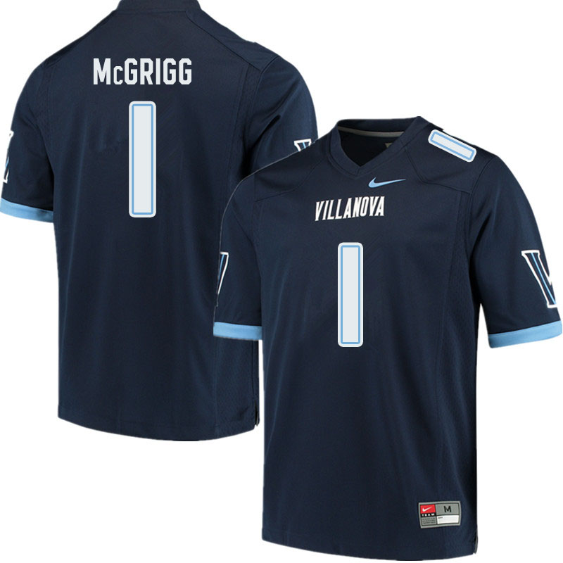 Men #1 Josh McGrigg Villanova Wildcats College Football Jerseys Sale-Navy